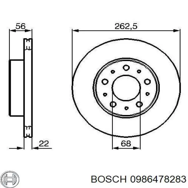 Freno de disco delantero 0986478283 Bosch