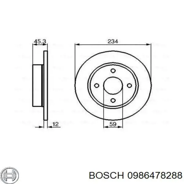 Передние тормозные диски 0986478288 Bosch