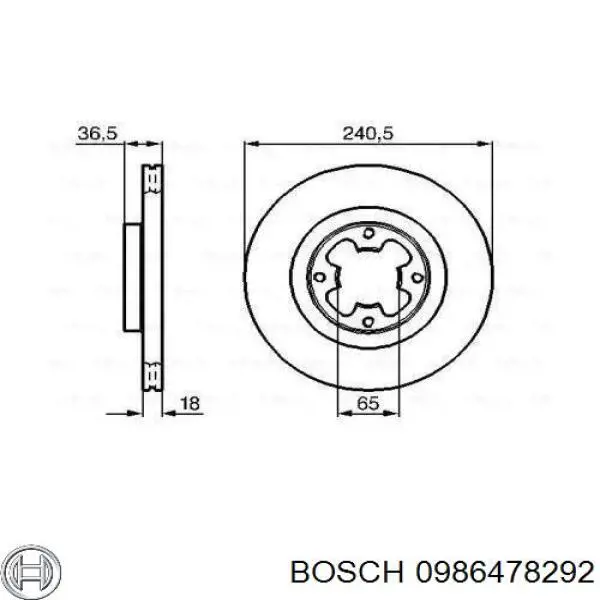 0986478292 Bosch диск тормозной передний