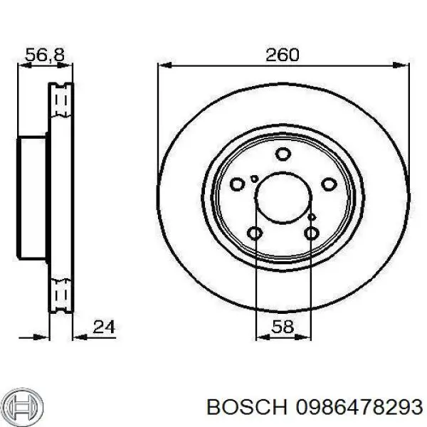 Тормоз дисковый передний Bosch 0986478293 цена, от 26.61 USD