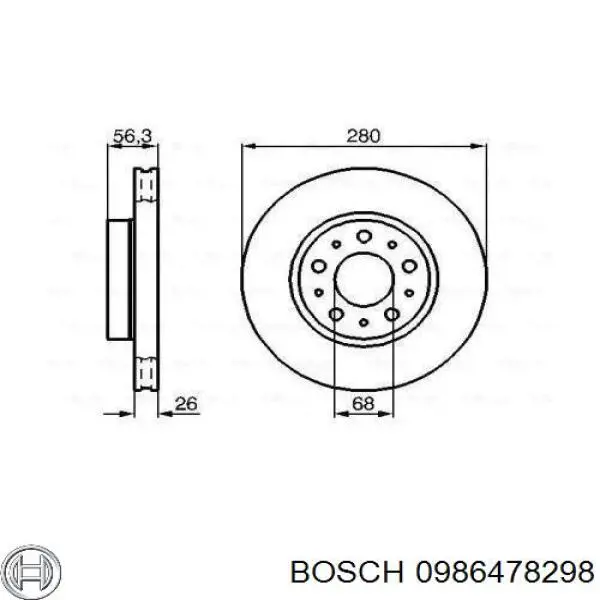 0 986 478 298 Bosch диск тормозной передний