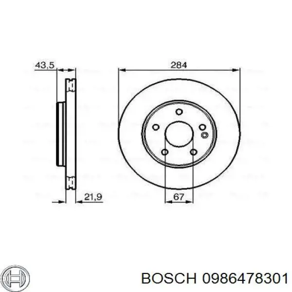 Диск тормозной передний Bosch 0986478301
