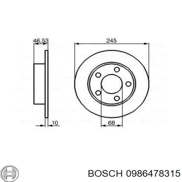 0986478315 Bosch диск тормозной задний