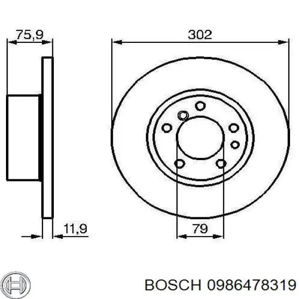 Передние тормозные диски 0986478319 Bosch