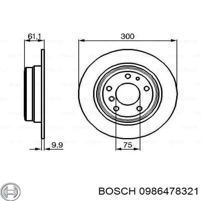 0 986 478 321 Bosch диск тормозной задний
