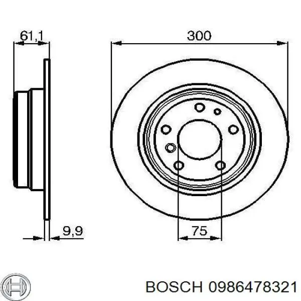 Задний дисковый тормоз Bosch 0986478321