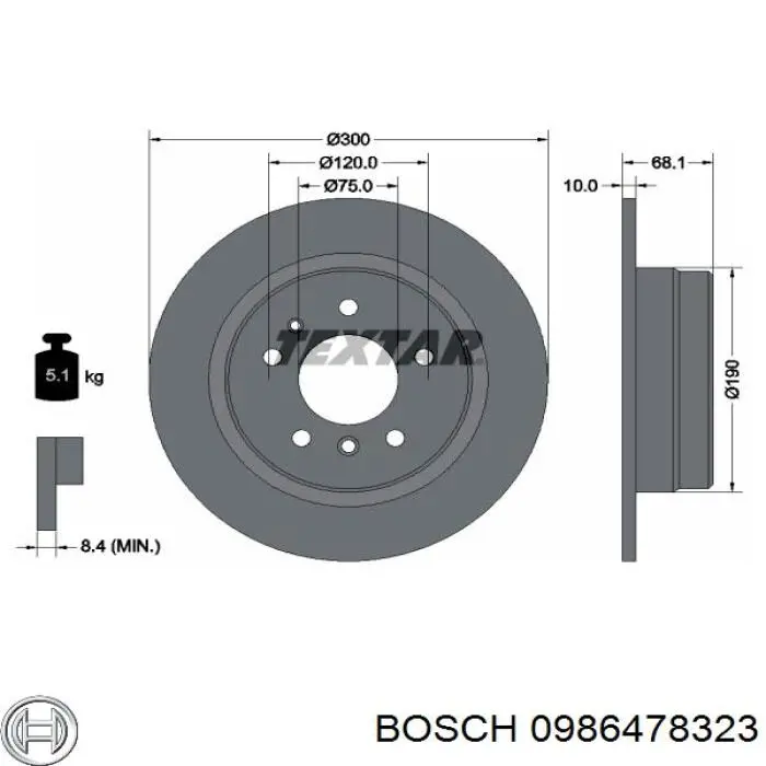Задний тормозной диск Bosch 0986478323 цена, от 31.15 USD