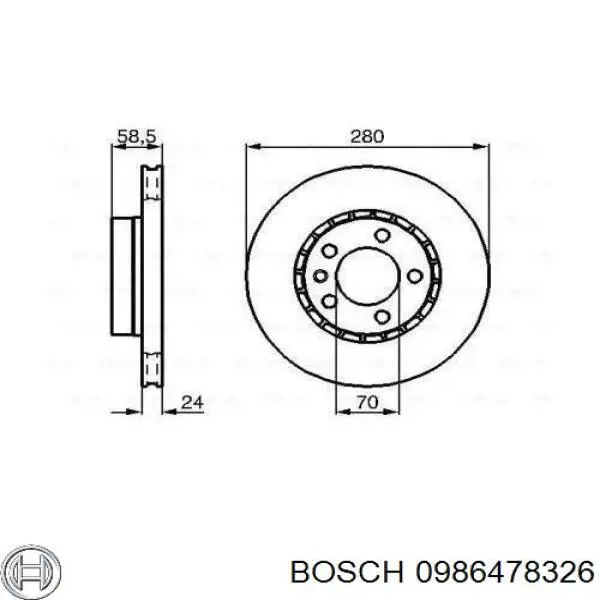 Передние тормозные диски 0986478326 Bosch