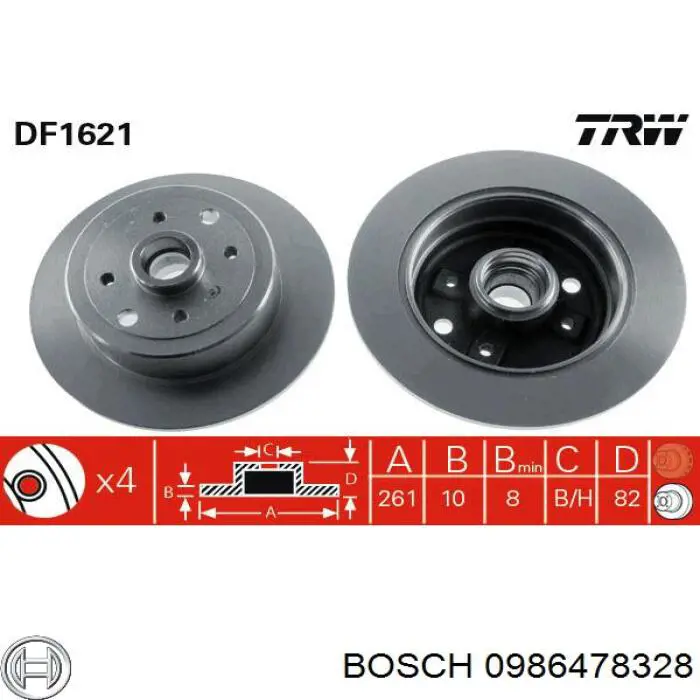 0986478328 Bosch диск тормозной задний