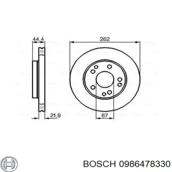 Передние тормозные диски 0986478330 Bosch