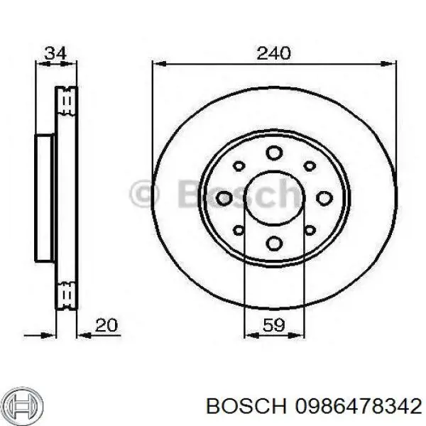 Диск гальмівний задній 0986478342 Bosch