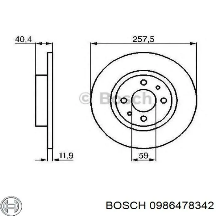 Диск гальмівний задній 0986478342 Bosch