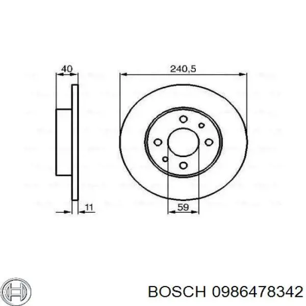 Диск гальмівний задній 0986478342 Bosch