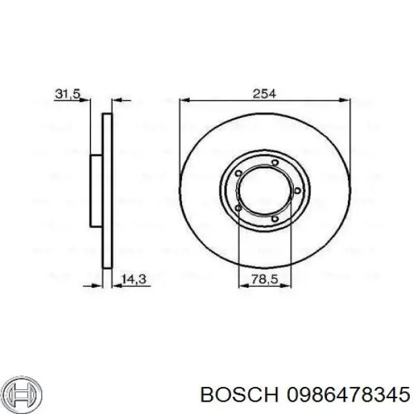 0986478345 Bosch Диск тормозной передний