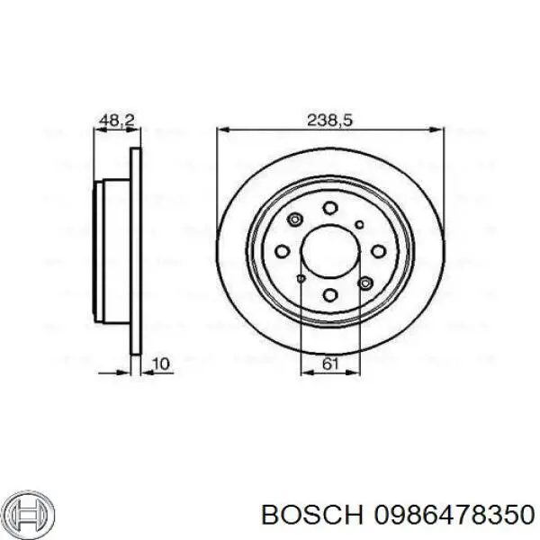 0986478350 Bosch диск тормозной задний