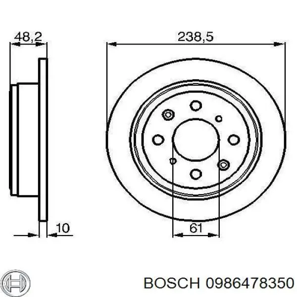 Disco de freno trasero 0986478350 Bosch