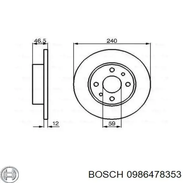 Передние тормозные диски 0986478353 Bosch