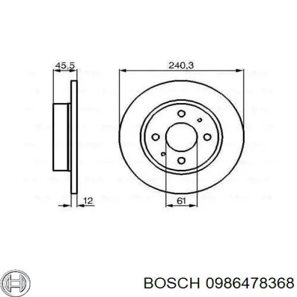 Передние тормозные диски 0986478368 Bosch