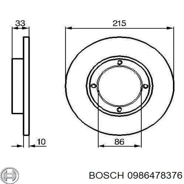 Передние тормозные диски 0986478376 Bosch