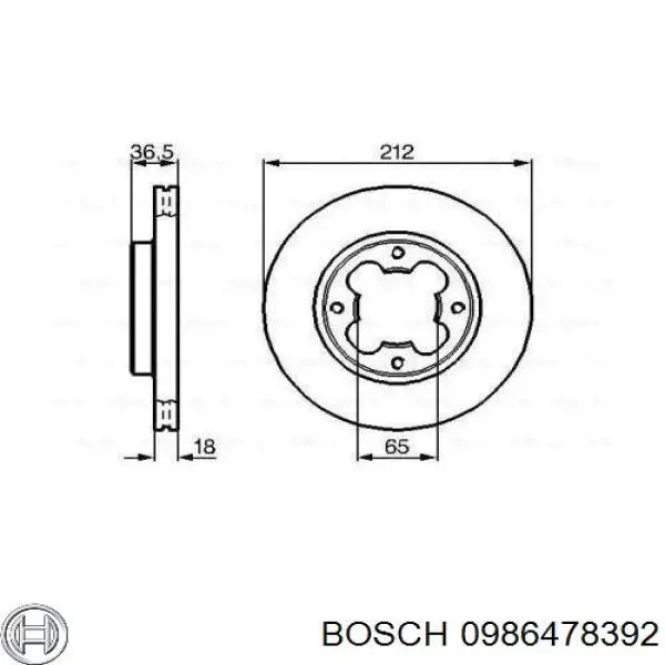 0 986 478 392 Bosch диск тормозной передний