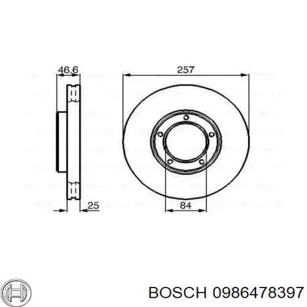0986478397 Bosch диск тормозной передний