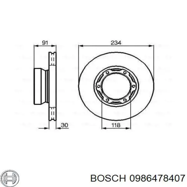 Передние тормозные диски 0986478407 Bosch