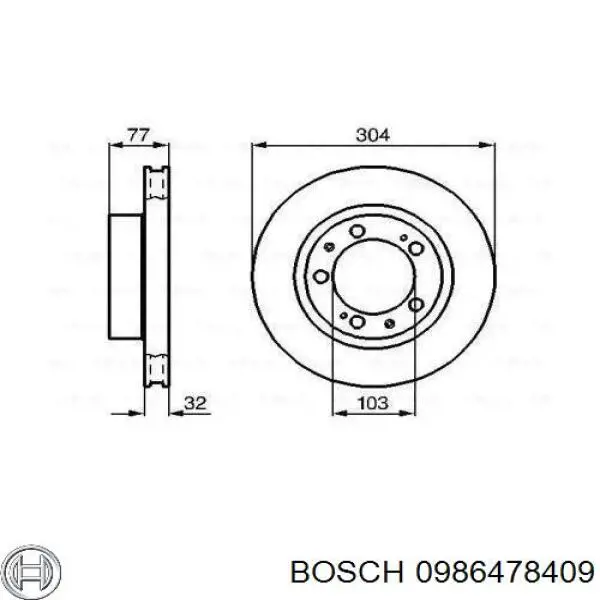 Передние тормозные диски 0986478409 Bosch