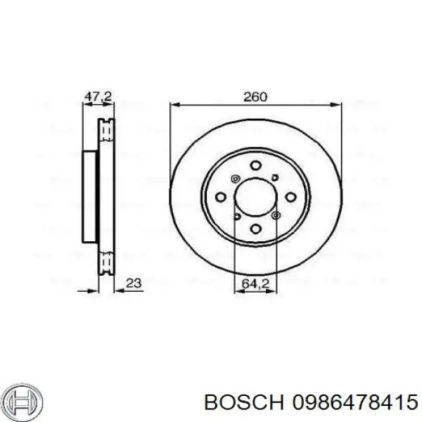 Передние тормозные диски 0986478415 Bosch