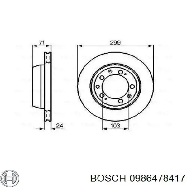 0986478417 Bosch диск тормозной задний
