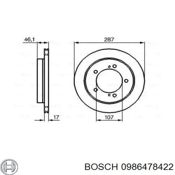 Передние тормозные диски 0986478422 Bosch