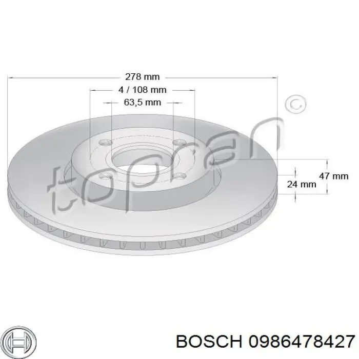 Купить 0986478427 Bosch Ротор тормозной