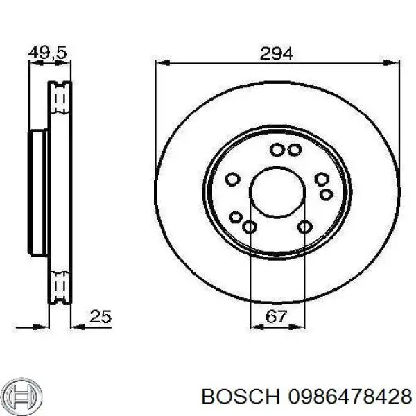 Тормоз дисковый передний Bosch 0986478428 цена, от 41.07 USD