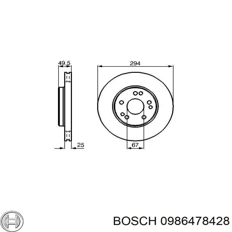 Передний тормозной диск Bosch 0986478428