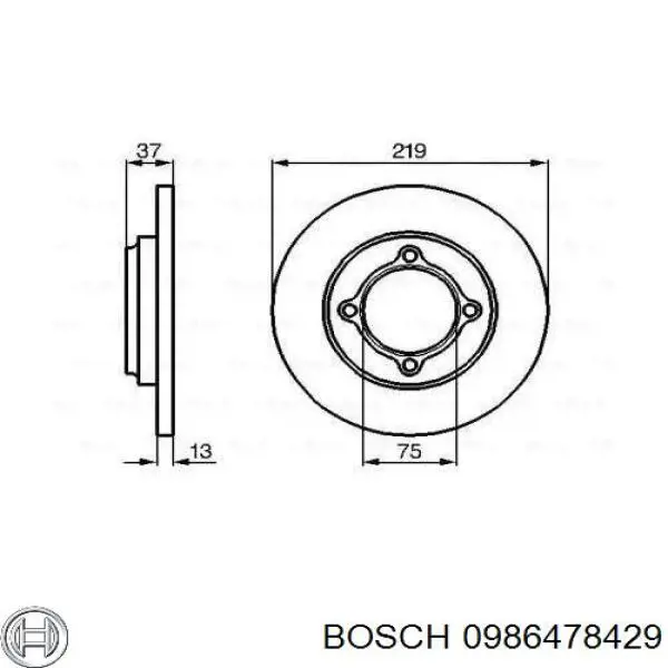 Передние тормозные диски 0986478429 Bosch