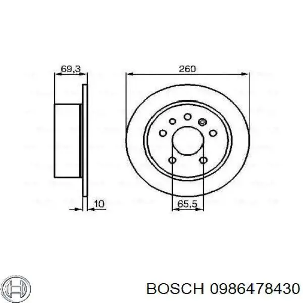 0 986 478 430 Bosch диск тормозной задний