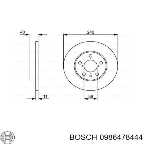 0 986 478 444 Bosch диск тормозной задний