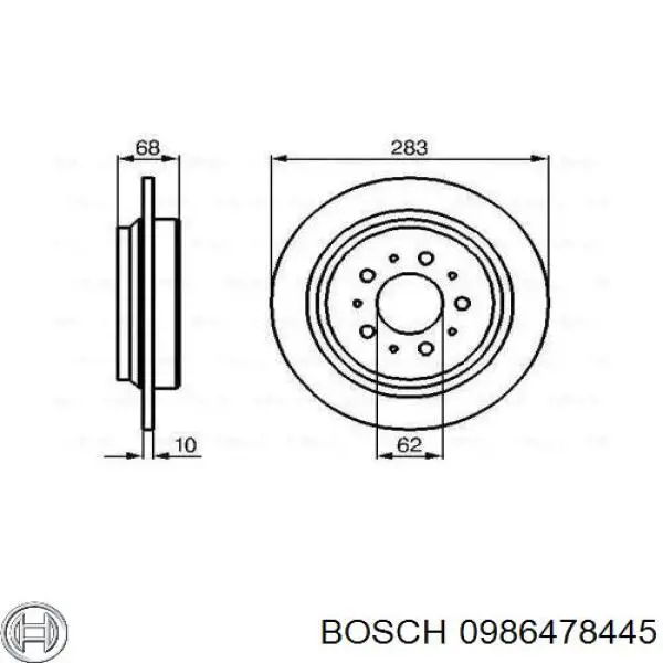 0 986 478 445 Bosch диск тормозной задний