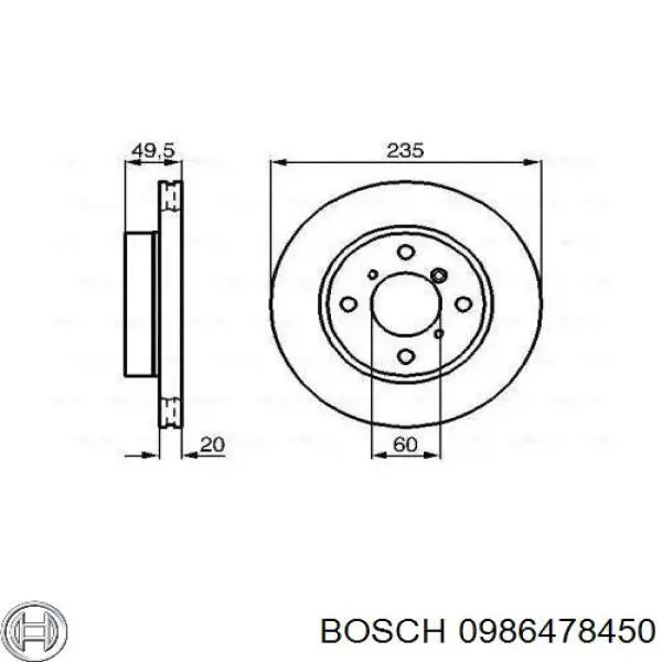 Freno de disco delantero 0986478450 Bosch