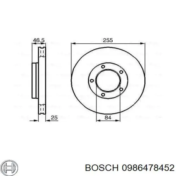 Передние тормозные диски 0986478452 Bosch