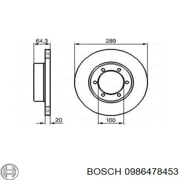 Freno de disco delantero 0986478453 Bosch