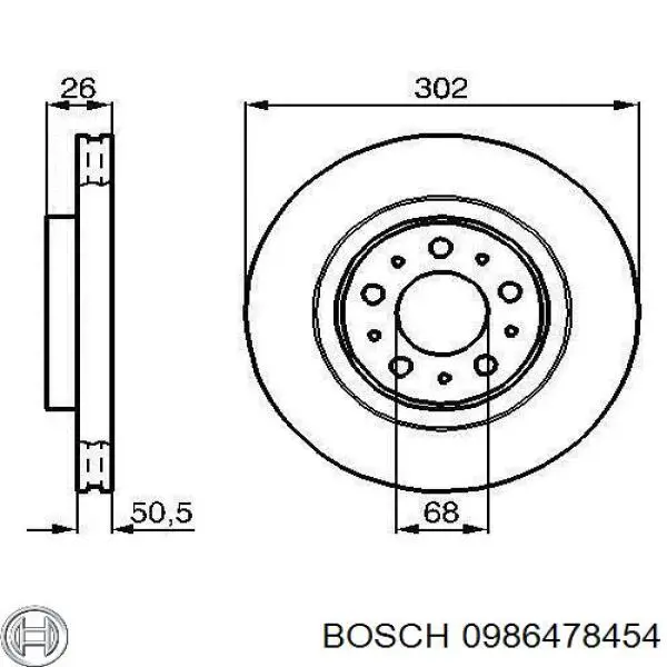 Диск гальмівний передній 0986478454 Bosch