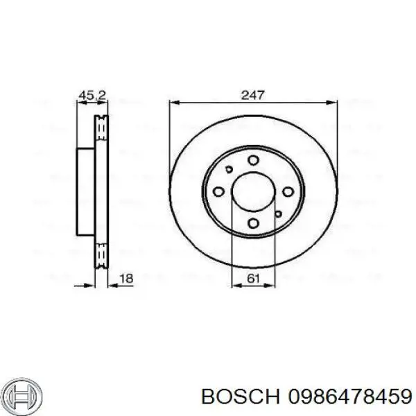 Передние тормозные диски 0986478459 Bosch