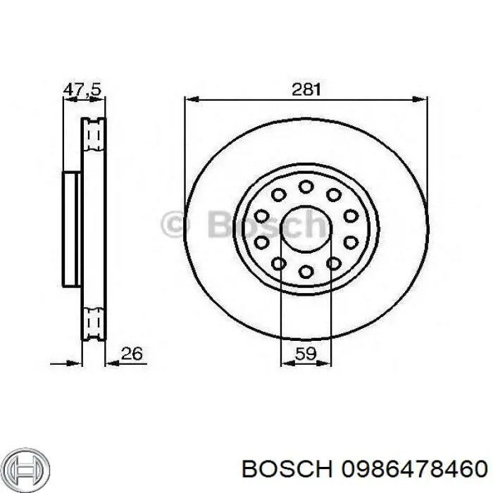 0 986 478 460 Bosch диск тормозной передний