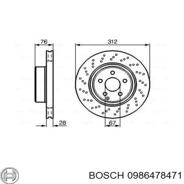 Disco de freno delantero 0986478471 Bosch