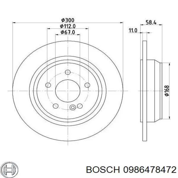 Купить 0986478472 Bosch Диск тормозной задний