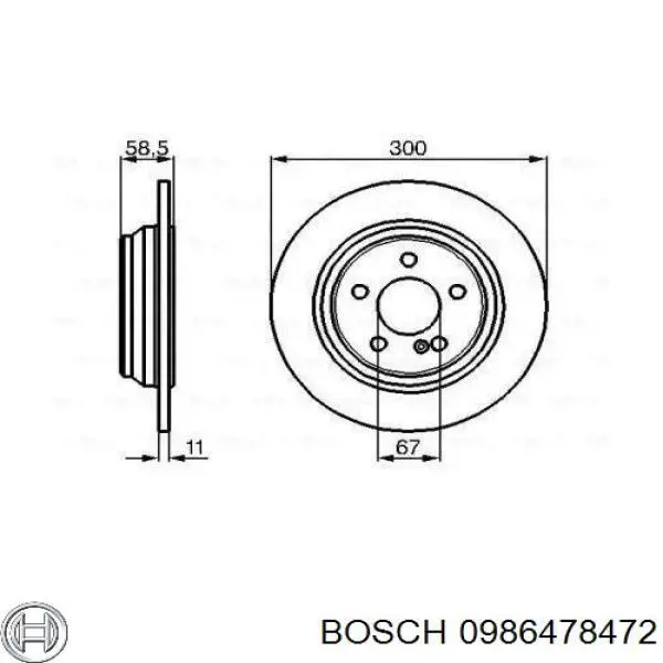 Задний дисковый тормоз Bosch 0986478472
