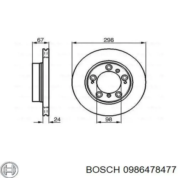 Передние тормозные диски 0986478477 Bosch