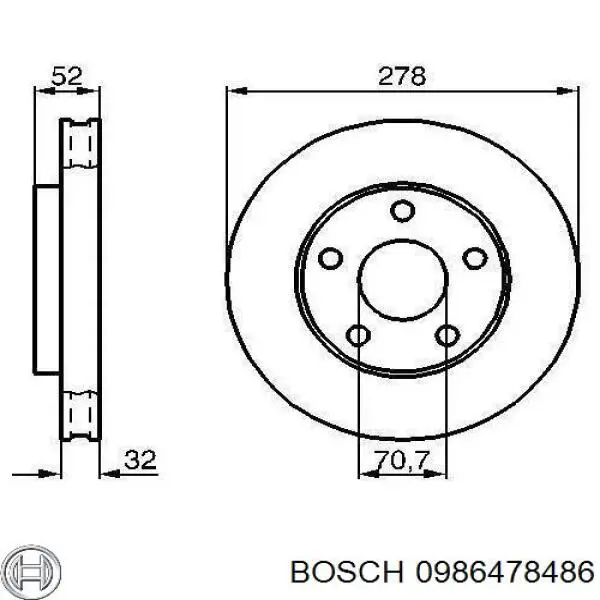 0986478486 Bosch диск тормозной передний