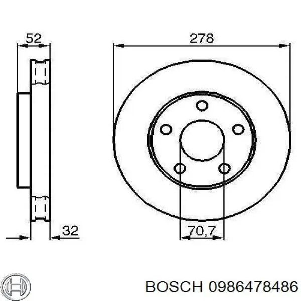 Тормоз дисковый передний Bosch 0986478486 цена, от 33.32 USD
