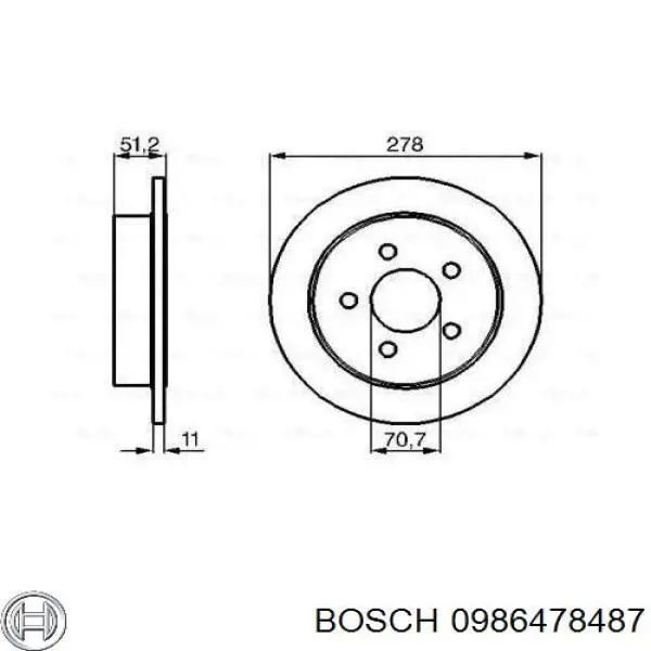 0986478487 Bosch диск тормозной задний